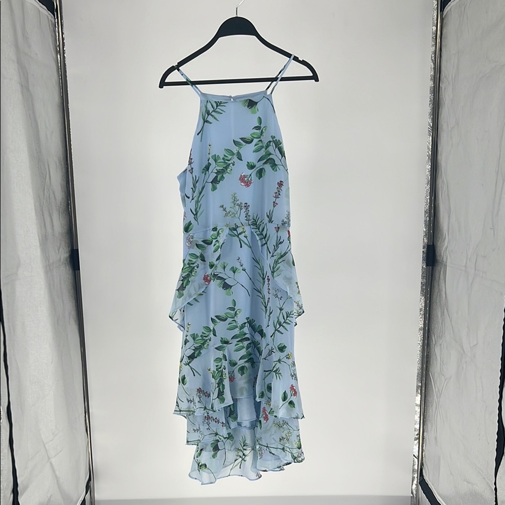 Banana Republic Blue Floral Ruffled Midi Dress